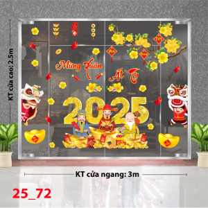 Decal dán tường Decal Tết xuân 2025 - Combo tết 72