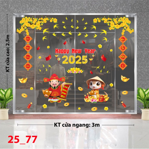 Decal dán tường Decal Tết xuân 2025 - Combo tết 77