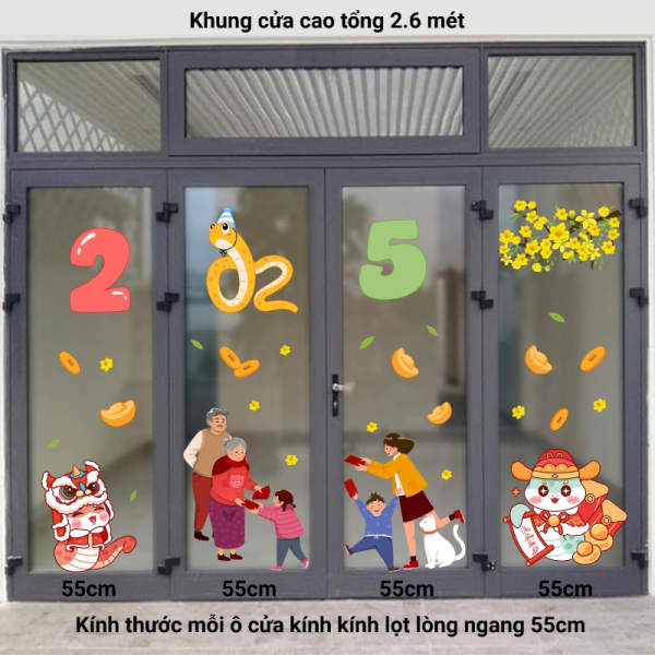 Decal dán tường Decal Tết xuân 2025 - Decal cửa 4 cánh 4 Decal dán tường Decal Tết xuân 2025 - Decal cửa 4 cánh 4