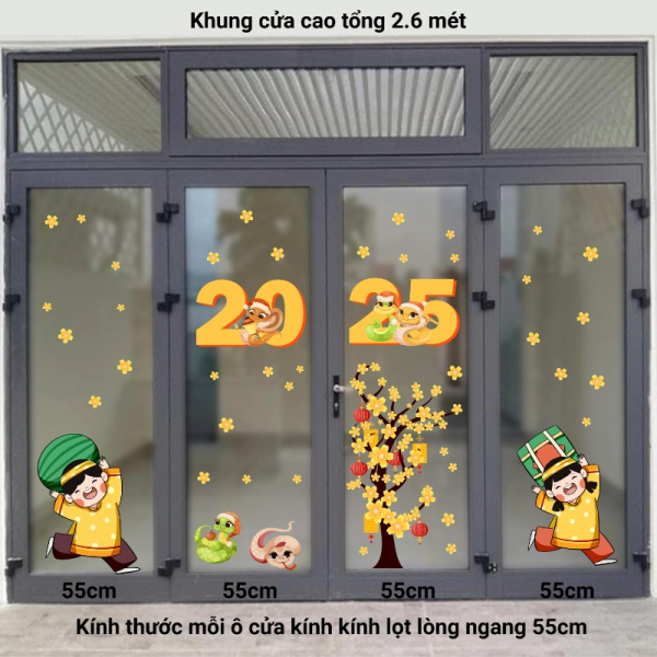 Decal dán tường Decal Tết xuân 2025 - Decal cửa 4 cánh 5 Decal dán tường Decal Tết xuân 2025 - Decal cửa 4 cánh 5