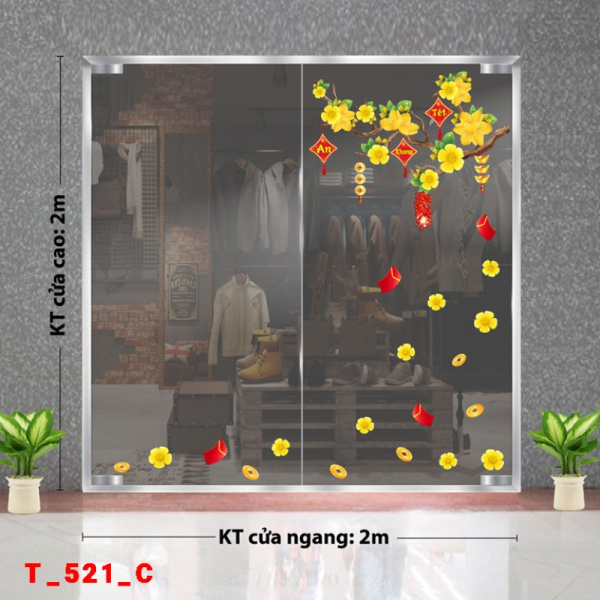 Decal dán tường Decal Tết xuân 2025 - Tết cành mai 521C Decal dán tường Decal Tết xuân 2025 - Tết cành mai 521C