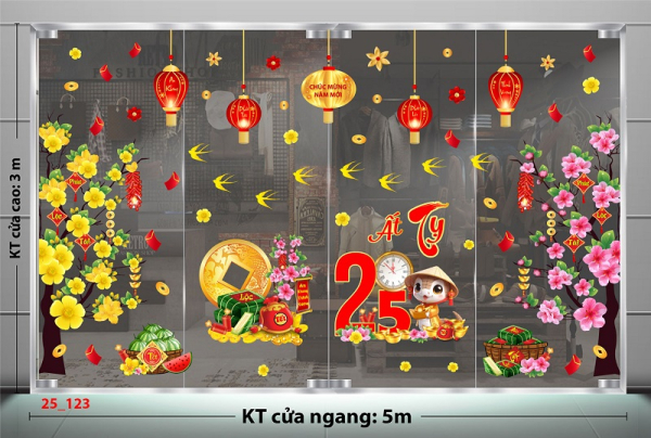 Decal dán tường Decal Tết xuân 2025 - Tết combo 123 Decal dán tường Decal Tết xuân 2025 - Tết combo 123