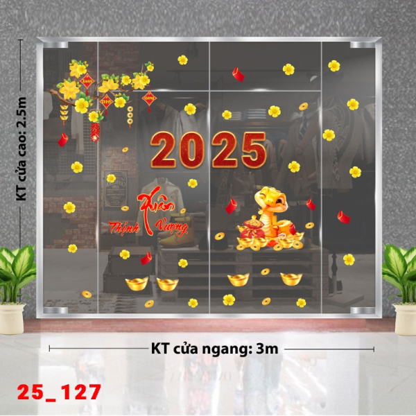 Decal dán tường Decal Tết xuân 2025 - Tết combo 127