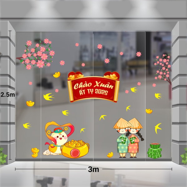 Decal dán tường Decal Tết xuân 2025 - Tết combo 3m hoa đào Decal dán tường Decal Tết xuân 2025 - Tết combo 3m hoa đào