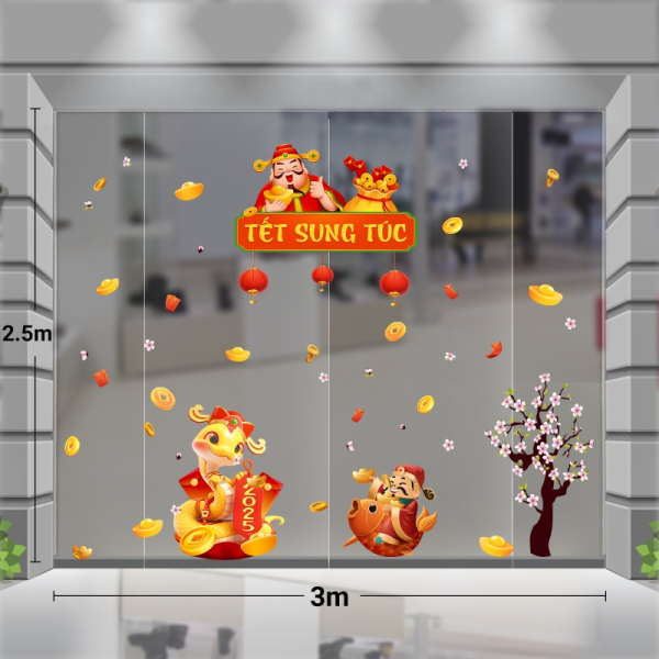 Decal dán tường Decal Tết xuân 2025 - Tết combo 3m thần tài may mắn Decal dán tường Decal Tết xuân 2025 - Tết combo 3m thần tài may mắn