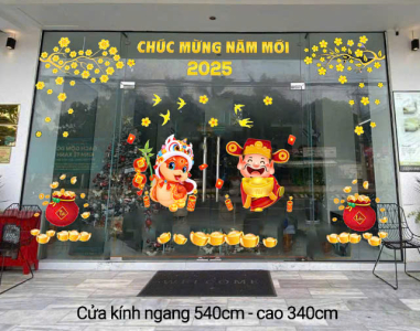 Decal dán tường Decal Tết xuân 2025 - Thần tài vui xuân Decal dán tường Decal Tết xuân 2025 - Thần tài vui xuân