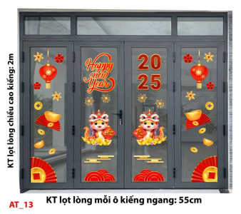 Decal dán tường Decal Tết xuân 2025- Combo cửa 4 cánh AT-TY13