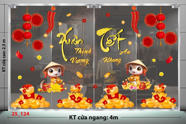 Decal dán tường Decal Tết xuân 2025 -Tết combo 124 Decal dán tường Decal Tết xuân 2025 -Tết combo 124