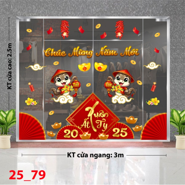 Decal dán tường Decal Tết xuân 2025 -Tết combo 3m  tài lộc