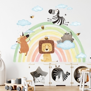 Decal dán tường Decal dán decal vườn thú cầu vồng, DIY, dán lớp học mầm non, size 0,89 x 0,69(m)(dài x rộng) tại TPHCM Decal dán tường Decal dán decal vườn thú cầu vồng, DIY, dán lớp học mầm non, size 0,89 x 0,69(m)(dài x rộng) tại TPHCM