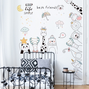 Decal dán tường Decal dán tường decal thú xếp hàng, chi tiết rời, dán phòng bé trai, ở TPHCM Decal dán tường Decal dán tường decal thú xếp hàng, chi tiết rời, dán phòng bé trai, ở TPHCM