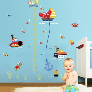 Decal dán tường Decal thước đo chiều cao cho bé đại dương xanh Decal dán tường Decal thước đo chiều cao cho bé đại dương xanh