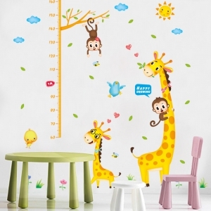Decal dán tường Decal Thước đo Hươu Khỉ thương nhau Decal dán tường Decal Thước đo Hươu Khỉ thương nhau