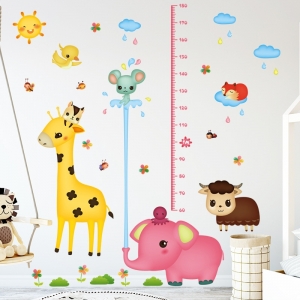 Decal dán tường Decal dán tường thước đo chiều cao hươu voi dán phòng bé Decal dán tường Decal dán tường thước đo chiều cao hươu voi dán phòng bé