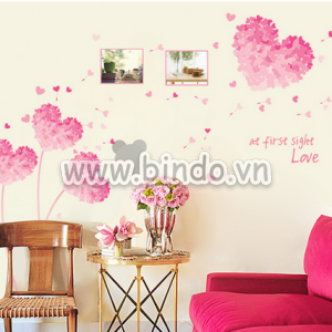 Decal dán tường Trái tim hồng 2