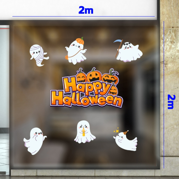 Decal dán tường Decal trang trí halloween bóng ma nhảy múa
