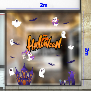 Decal dán tường Decal trang trí halloween combo 2m lâu đài Decal dán tường Decal trang trí halloween combo 2m lâu đài