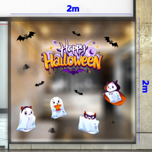 Decal dán tường Decal  trang trí halloween combo 2m bóng ma trắng đang bay