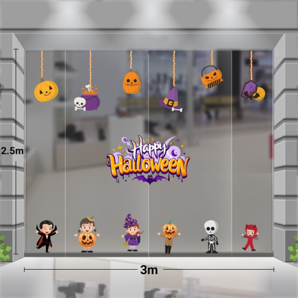 Decal dán tường Decal  trang trí halloween combo 3m cô bé phù thủy