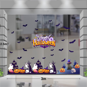 Decal dán tường Decal  trang trí halloween combo 3m bóng ma và lâu đài