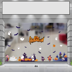 Decal dán tường Decal  trang trí halloween combo 4m  lâu đài và bóng ma