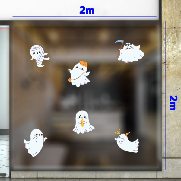 Decal dán tường Decal trang trí halloween cửa kính bóng ma
