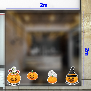 Decal dán tường Decal trang trí halloween cửa kính quả bí vàng 