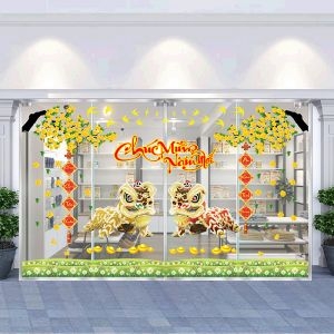 Decal dán tường Decal trang trí tết xuân 2020 combo số 15 Decal dán tường Decal trang trí tết xuân 2020 combo số 15