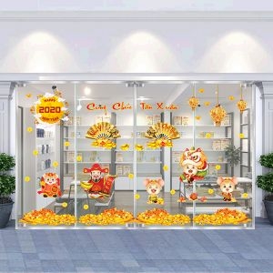 Decal dán tường Decal trang trí tết xuân 2020 combo số 3