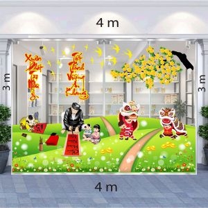 Decal dán tường Decal trang trí tết xuân 2020 combo số 30 Decal dán tường Decal trang trí tết xuân 2020 combo số 30