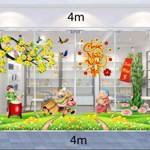 Decal dán tường Decal trang trí tết xuân 2020 combo số 31 Decal dán tường Decal trang trí tết xuân 2020 combo số 31