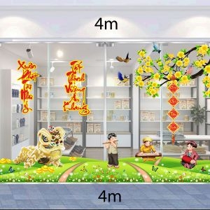 Decal dán tường Decal trang trí tết xuân 2020 combo số 35 Decal dán tường Decal trang trí tết xuân 2020 combo số 35