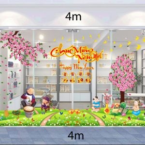 Decal dán tường Decal trang trí tết xuân 2020 combo số 34