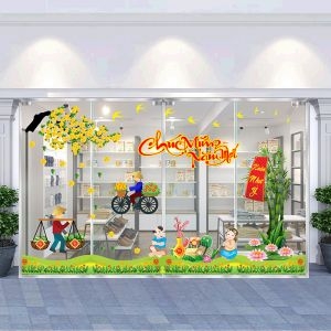 Decal dán tường Decal trang trí tết xuân 2020 combo số 4 Decal dán tường Decal trang trí tết xuân 2020 combo số 4