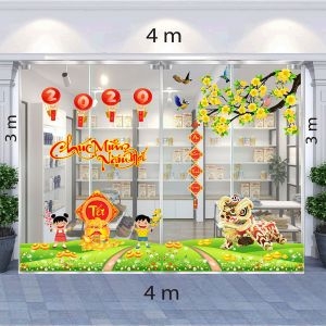 Decal dán tường Decal trang trí tết xuân 2020 combo số 40