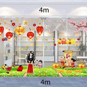 Decal dán tường Decal trang trí tết xuân 2020 combo số 43 Decal dán tường Decal trang trí tết xuân 2020 combo số 43