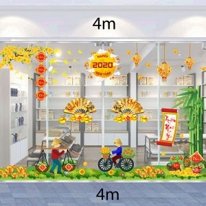 Decal dán tường Decal trang trí tết xuân 2020 combo số 44