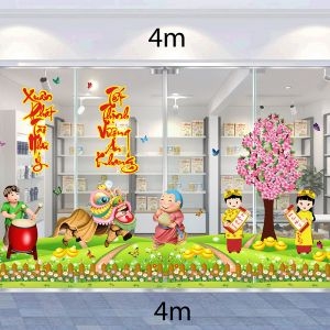 Decal dán tường Decal trang trí tết xuân 2020 combo số 45 Decal dán tường Decal trang trí tết xuân 2020 combo số 45