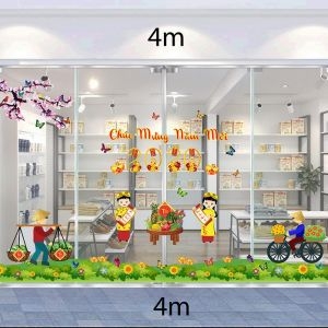 Decal dán tường Decal trang trí tết xuân 2020 combo số 47