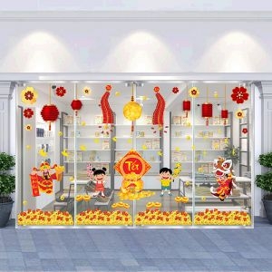 Decal dán tường Decal trang trí tết xuân 2020 combo số 5 Decal dán tường Decal trang trí tết xuân 2020 combo số 5
