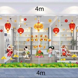 Decal dán tường Decal trang trí tết xuân 2020 combo số 50