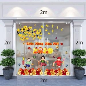 Decal dán tường Decal trang trí tết xuân 2020 combo số 53