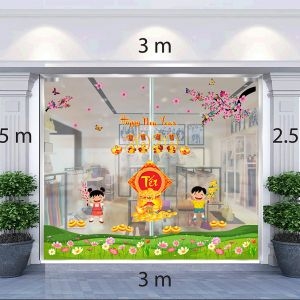 Decal dán tường Decal trang trí tết xuân 2020 combo số 64