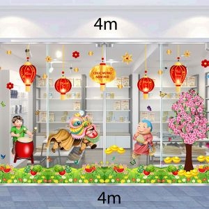 Decal dán tường Decal trang trí tết xuân 2020 combo số 70 Decal dán tường Decal trang trí tết xuân 2020 combo số 70