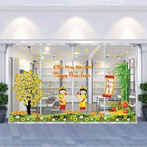 Decal dán tường Decal trang trí tết xuân 2020 combo số 8 Decal dán tường Decal trang trí tết xuân 2020 combo số 8
