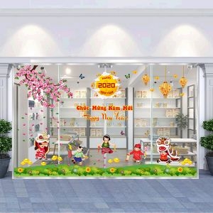 Decal dán tường Decal trang trí tết xuân 2020 combo số 9