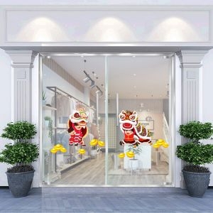 Decal dán tường Decal tết đôi lân chúc tết Decal dán tường Decal tết đôi lân chúc tết