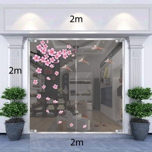 Decal dán tường Decal trang trí tết xuân-Hoa đào đón xuân Decal dán tường Decal trang trí tết xuân-Hoa đào đón xuân
