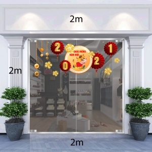 Decal dán tường Tết xuân-Trâu vàng đón xuân