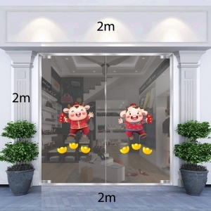 Decal dán tường Tết xuân-Trâu vui tính đón xuân